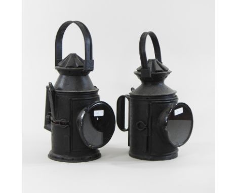 A vintage style railway lamp, 37cm high, together with another smaller