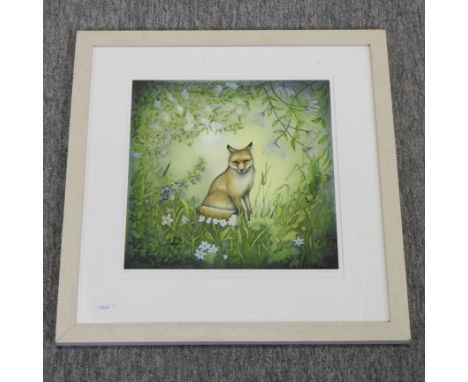 A R Green, 20th century, Fox in the Garden, signed print, 28 x 27cm