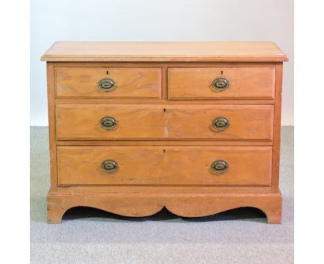 A 19th century satin walnut chest of drawers, on bracket feet, 107cm