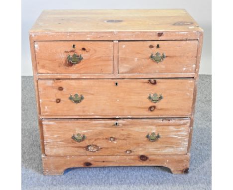 A Victorian pine chest of drawers, on bracket feet, 80cm