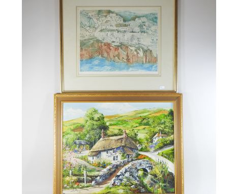 Deirdre Delderfield, 20th century, Port Isaac, Cornwall, coloured lithograph, signed and dated 1971, 33 x 39cm, together with