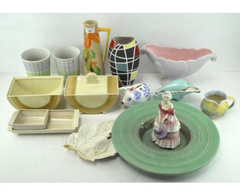 A large selection of ceramics, to include Staffordshire pots, Susie Cooper trays, a pair of Denby vases, Carltonware jug, a R