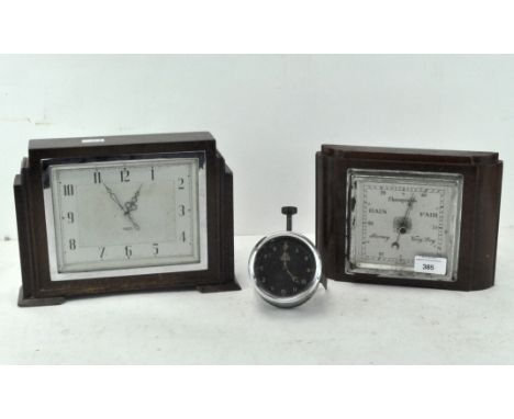 An early 20th century Smiths car dash clock, together with a Smiths mantel clock and a 20th century barometer 