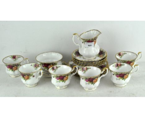A Royal Albert 'Old Country Roses' six piece tea set, comprising cups, saucers, cream jug sugar bowl and more