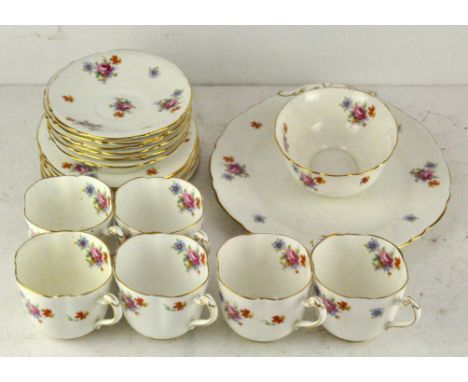 A Paragon china floral part tea service for 6, cake plate 28cm long