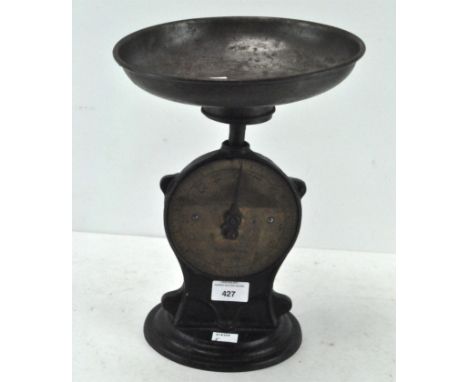A set of vintage Salter no.50 Family's Scales, on circular base with metal tray
