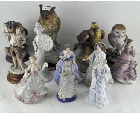 A collection of assorted ceramic figures, including Wedgwood ladies, limited edition Royal Worcester lady "Arabella" no 115 a