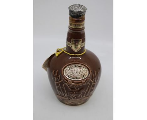 A Bottle Of Chivas Royal Salute In A Brown Spode Ceramic Decanter Bottle, Comes In Presentation Box And The Spode Decanter Is