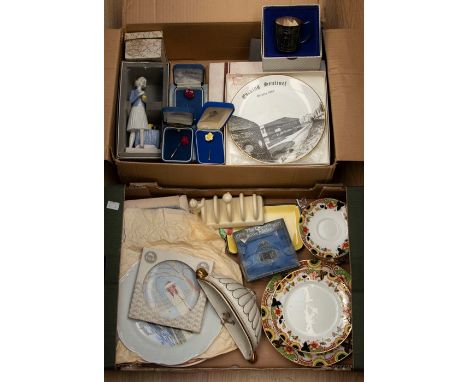 &nbsp;Four boxes of miscellaneous ceramics to include limited edition plates (Spode, Bradford Exchange), vintage glassware to