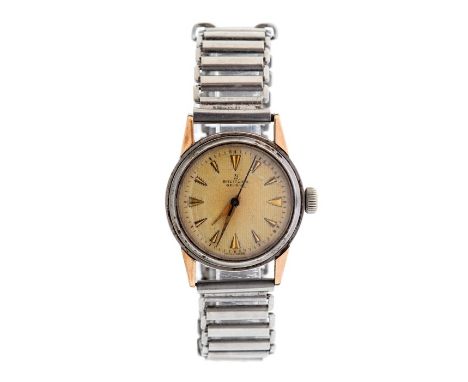 A ladies Breitling stainless steel wristwatch, round cream tone dial, with applied gold tone arrow markers, dial approx 23mm,