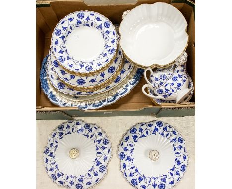 &nbsp;A Spode "Blue Colonel" fine bone china six piece dinner service, comprising: dinner &amp; soup plates, dessert bowls, s