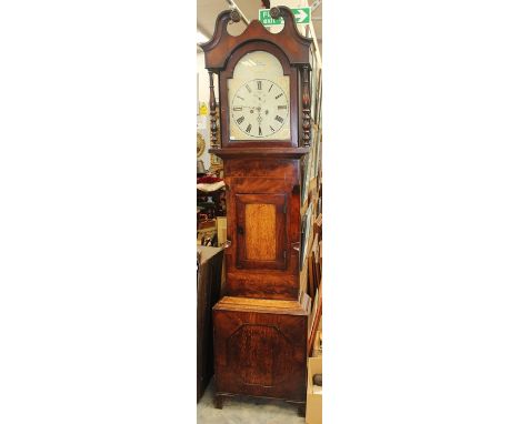 An early 19th Century oak and mahogany eight day longcase clock, by 'Pratt, Nottingham', the hood with a swan neck pediment a