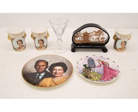 A colection of boxed cut glass including cut glass bowls etc with boxed ceramic items, plates, figures etc.