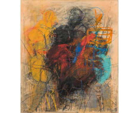 August Stimpflim Harnisch II.1987mixed media on cardboard; unframed70.5 x 61 cminscribed on the lower left: im Harnisch II.si