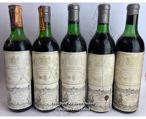 Five bottles of Marques De Riscal El Giego Rioja, 1962, 1969, 1970, 1978 &amp; 1984 vintages, With original carboard shipping