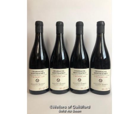 FOUR BOTTLES OF CHASSAGNE MONTRACHET 1ER CRU CHAMPS - GAINS, SYLVAIN MOREY, RED, BURGUNDY, 75CL, 13% VOL / THIS LOT ATTRACTS 