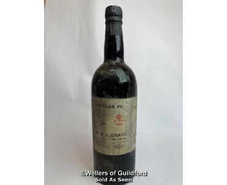 1960 W &amp; J Grahams finest Reserve Vintage Port, No vol indicated / Please see images for fill level and general condition