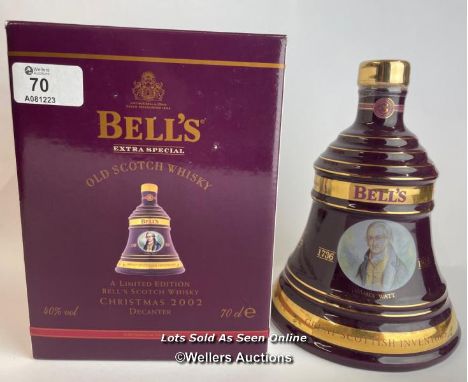 Bell's 2002 Old Scotch Whisky Limited Edition Christmas Decanter, Aged 8 Years, 70cl, 40% vol, Brand New / Please see images 