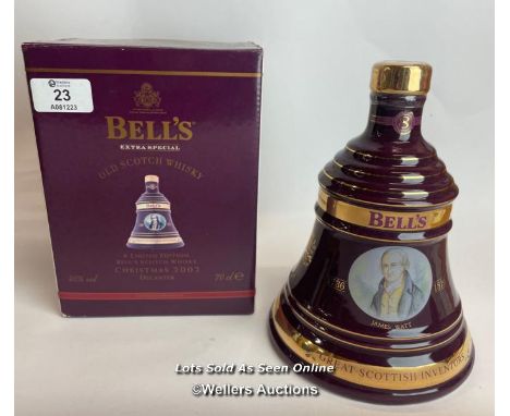 Bell's 2002 Old Scotch Whisky Limited Edition Christmas Decanter, Aged 8 Years, Brand New and Boxed, 70cl, 40% vol / Please s