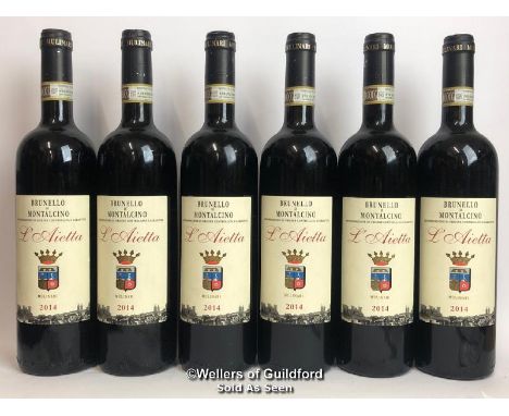 SIX BOTTLES OF 2014 BRUNELLO DI MONTALCINO, L'AIETTA DI FRANCESCO MULINARI, TUSCANY, ITALY, RED, 75CL, 13.5% VOL / THIS LOT A