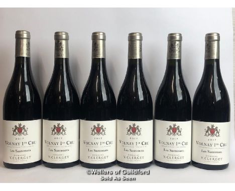 SIX BOTTLES OF 2017 VOLNAY 1ER CRU LES SANTENOTS, DOMAINE Y.CLERGET, BURGUNDY, RED, 75CL, 13.5% VOL / THIS LOT ATTRACTS VAT O