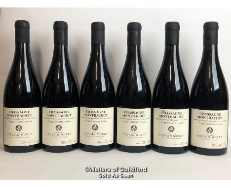 SIX BOTTLES OF CHASSAGNE MONTRACHET 1ER CRU CHAMPS - GAINS, SYLVAIN MOREY, RED, BURGUNDY, 75CL, 13% VOL / THIS LOT ATTRACTS V