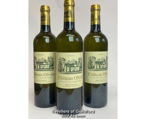 Three bottles of 2005 Chateau Olivier, Grand Cru Classe De Graves, Bordeaux, 75cl, 12.5% vol / Please see images for fill lev