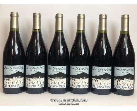 SIX BOTTLES OF 2016 SAN LORENZO ETNA ROSSO, GIROLAMO RUSSO, SICILY, RED, 75CL, 14.5% VOL / THIS LOT ATTRACTS VAT ON THE HAMME