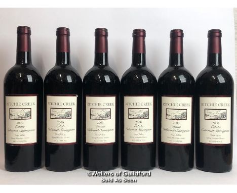 SIX BOTTLES OF 2000 ESTATE CABERNET SAUVIGNON, RITCHIE CREEK, NAPA VALLEY, SPRING VALLEY DISTRICT, CALIFORNIA, 75CL, 13.5% VO