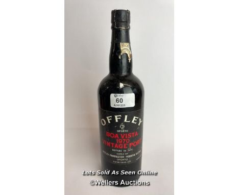 Offley Boa Vista 1970 vintage port, Minor damage to cork / Please see images for fill level and general condition. Please be 