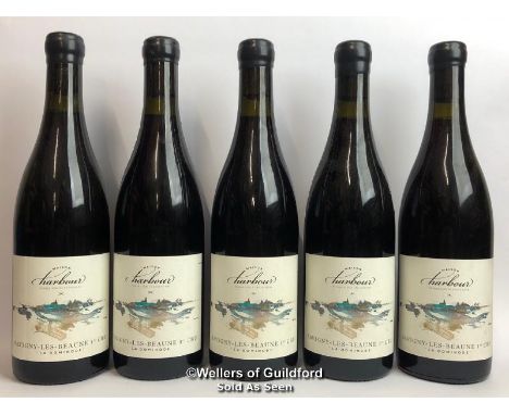 FIVE BOTTLES OF 2017 SAVIGNY-LES-BEAUNE 1ER CRU, LA DOMINODE, MAISON HARBOUR, BURGUNDY, LIMITED PRODUCTION OF 1120 BOTTLES (B