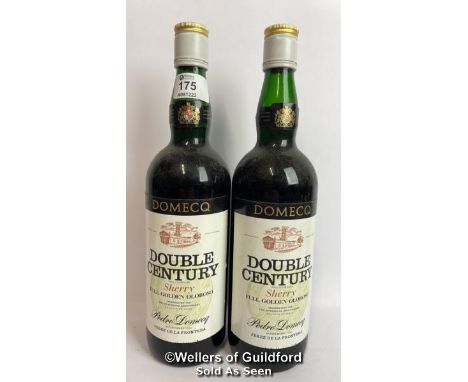 Two bottles of Domecq Double Century, Full Golden Oloroso Sherry, 75cl, No vol indicated / Please see images for fill level a