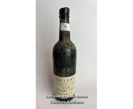Taylor's Quinta De Vargellas 1965 Vintage port, Minor damage to cap / Please see images for fill level and general condition.