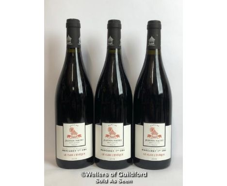 THREE BOTTLES OF 2016 MERCUREY 1ER CRU CLOS L'EVEQUE, DOMAINE JEANNIN-NALTET, BURGUNDY, RED, 75CL, 13% VOL / THIS LOT ATTRACT
