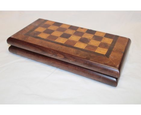 WE Games Folding Wood Travel Chess Set- 11.5 in Walnut Veneer Board