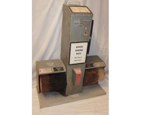 A penny-in-the-slot "Shoe Shine Boy" commercial shoe polishing machine