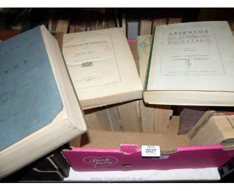Volumes of Assentos Do Conselho Do Estado, Return Scinde ordered by House of Commons, Manual of police, etc.
