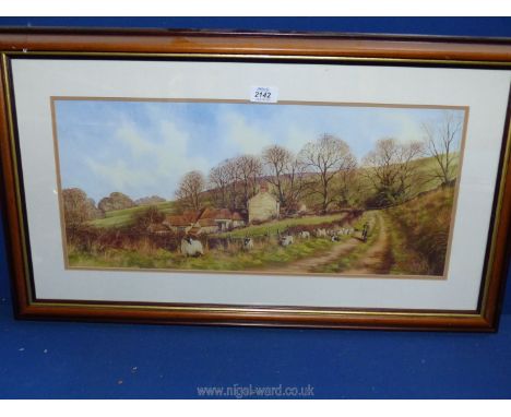A large framed and mounted Tony Maton print titled verso 'To Pastures New'. 31" x 18".