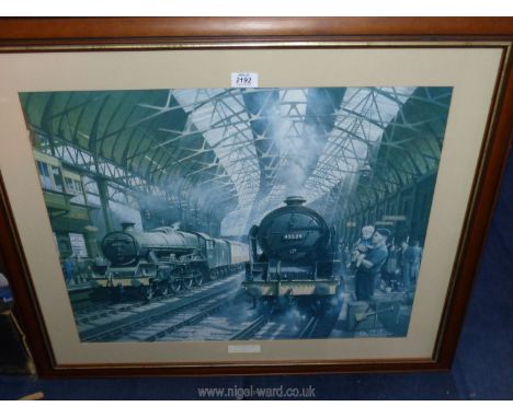 A large framed Print titled 'New Street 1957' by Philip D. Hawkin G.R.A. 34 1/4" x 29".