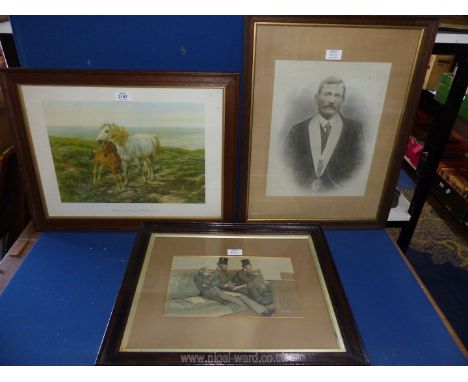 Three prints to include; 'Mother and Son', 'Babble, Birth &amp; Brummagem' by Chartran Theobald and a portrait with a gentlem