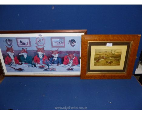A framed Henry B. Nielson print 'Mr Fox's Hunt Breakfast on Xmas Day, along with a framed print by F.C. Turner 'Vale of Ayles