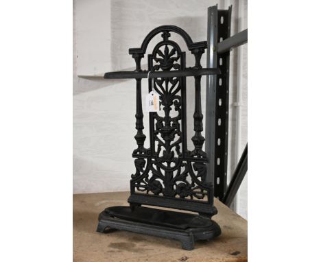 Black painted cast metal stick stand, 53 cm high 