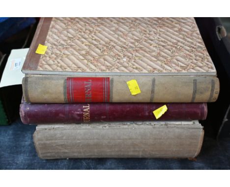 John G Murdoch Holy Bible, two vintage journals with marbled edges and notepad