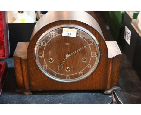 Smiths Enfield wooden Art Deco mantel clock