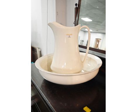 White ceramic wash jug and basin