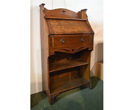 Arts & Crafts oak small scale bureau bookcase, width 49 cm, depth 27 cm, height 107 cm