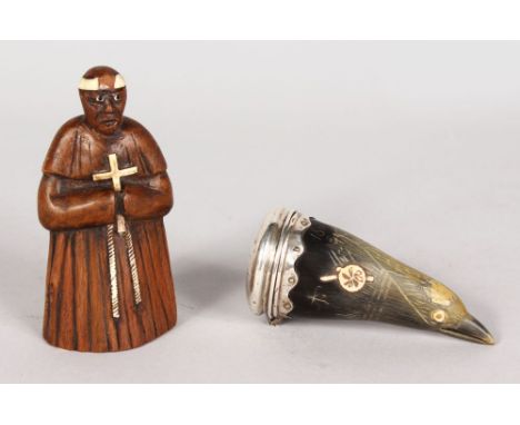 AN AMERICAN CIVIL WAR SNUFF BOX commemorating The Battle of White Oak Swamp, June 30th 1862, carved horn and white metal in t