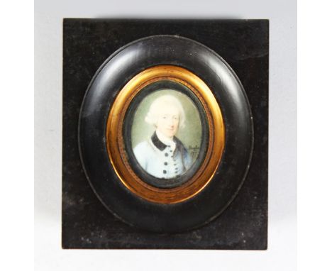 JOHN BOGLE (1769-1804) BRITISH. Portrait miniature, head and shoulders of a man wearing a wig "Thomas Chaluner" signed and da