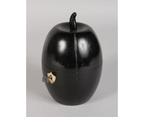 A STAINED MELON TEA CADDY. 6.5ins high.