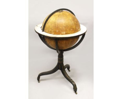 A 19TH CENTURY CARY'S CELESTIAL GLOBE ON STAND, for restoration. Globe: 20ins diameter.